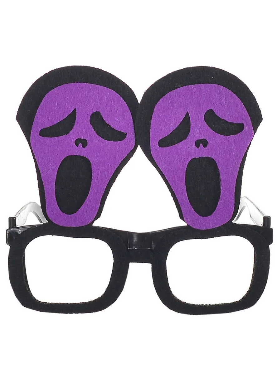 Screaming Purple Felt Ghostface Halloween Costume Glasses