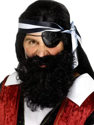 Scruffy Pirate Costume Black Beard and Moustache