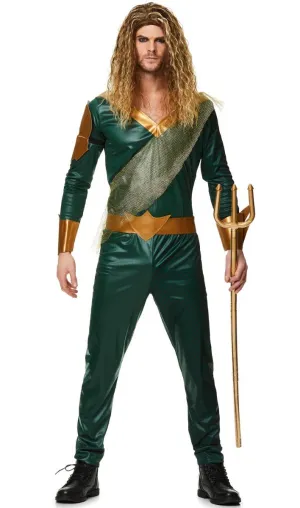 Sea King Mens Aqua Hero Fancy Dress Costume