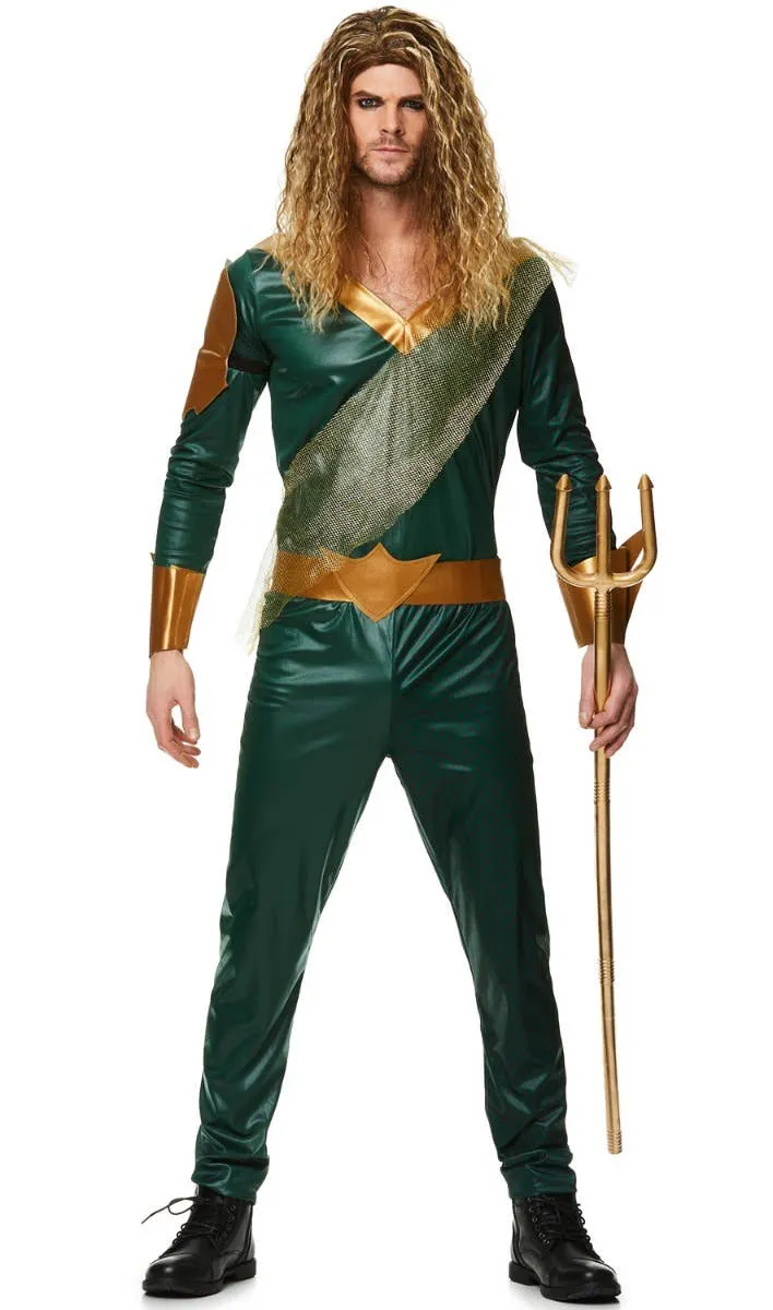 Sea King Mens Aqua Hero Fancy Dress Costume
