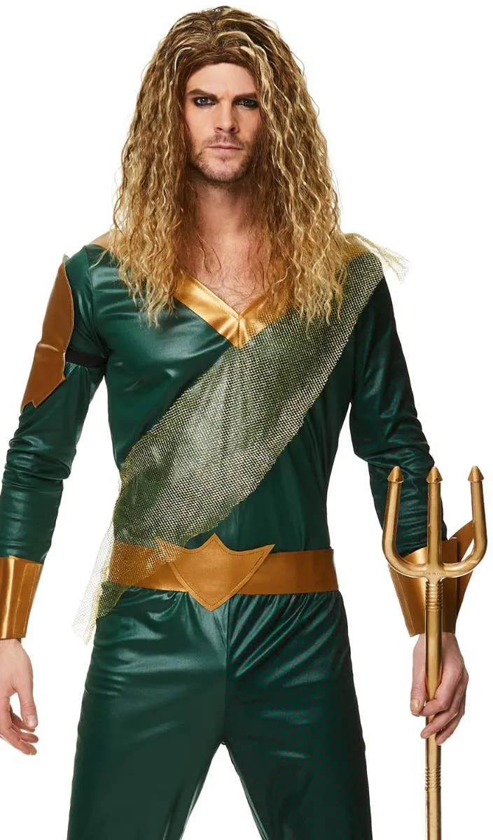 Sea King Mens Aqua Hero Fancy Dress Costume