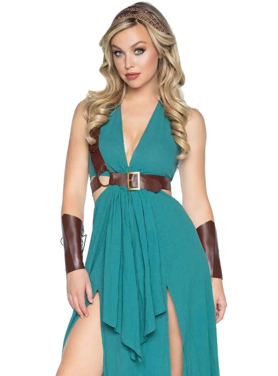 Seductive Teal Warrior Maiden Womens Costume