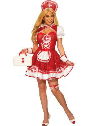 Sequin Red and White Nurse Womens Sexy Costume