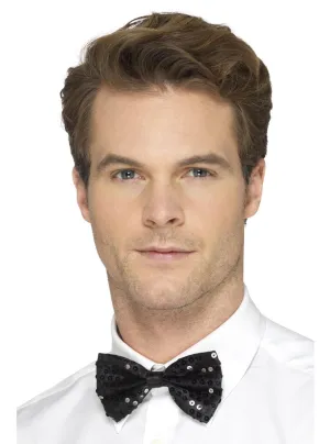 Sequined Black Adults Bow Tie