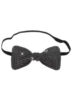 Sequined Black Bow Tie Costume Accessory