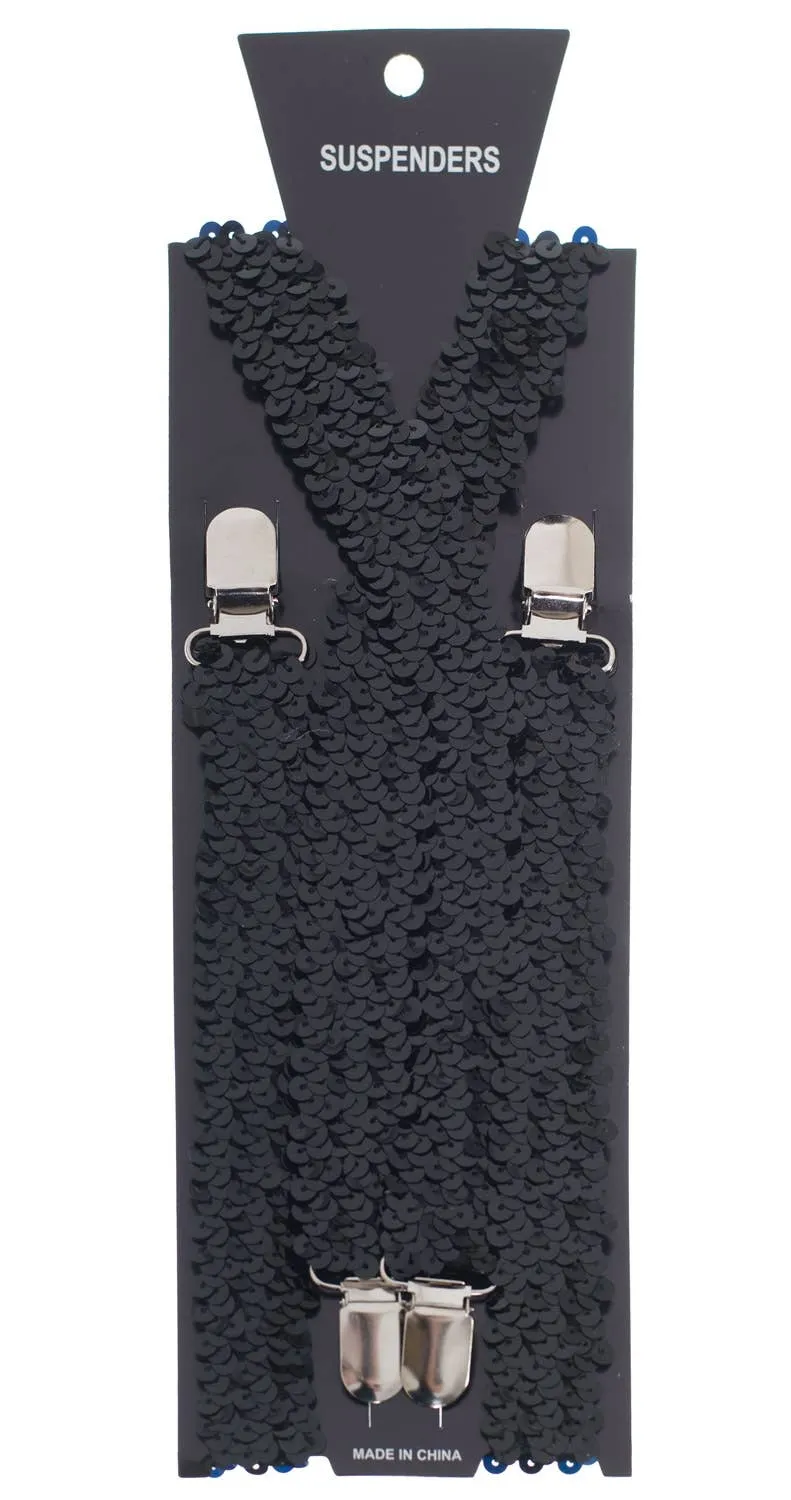 Sequined Black Suspenders Costume Accessory