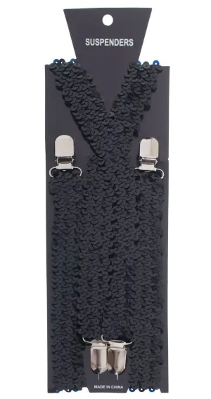 Sequined Black Suspenders Costume Accessory