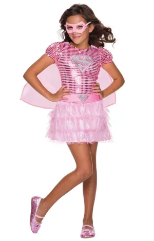Sequined Girls Pink Tutu Supergirl Costume