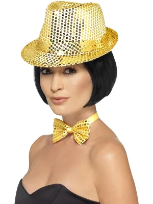 Sequined Gold Adults Trilby Costume Hat