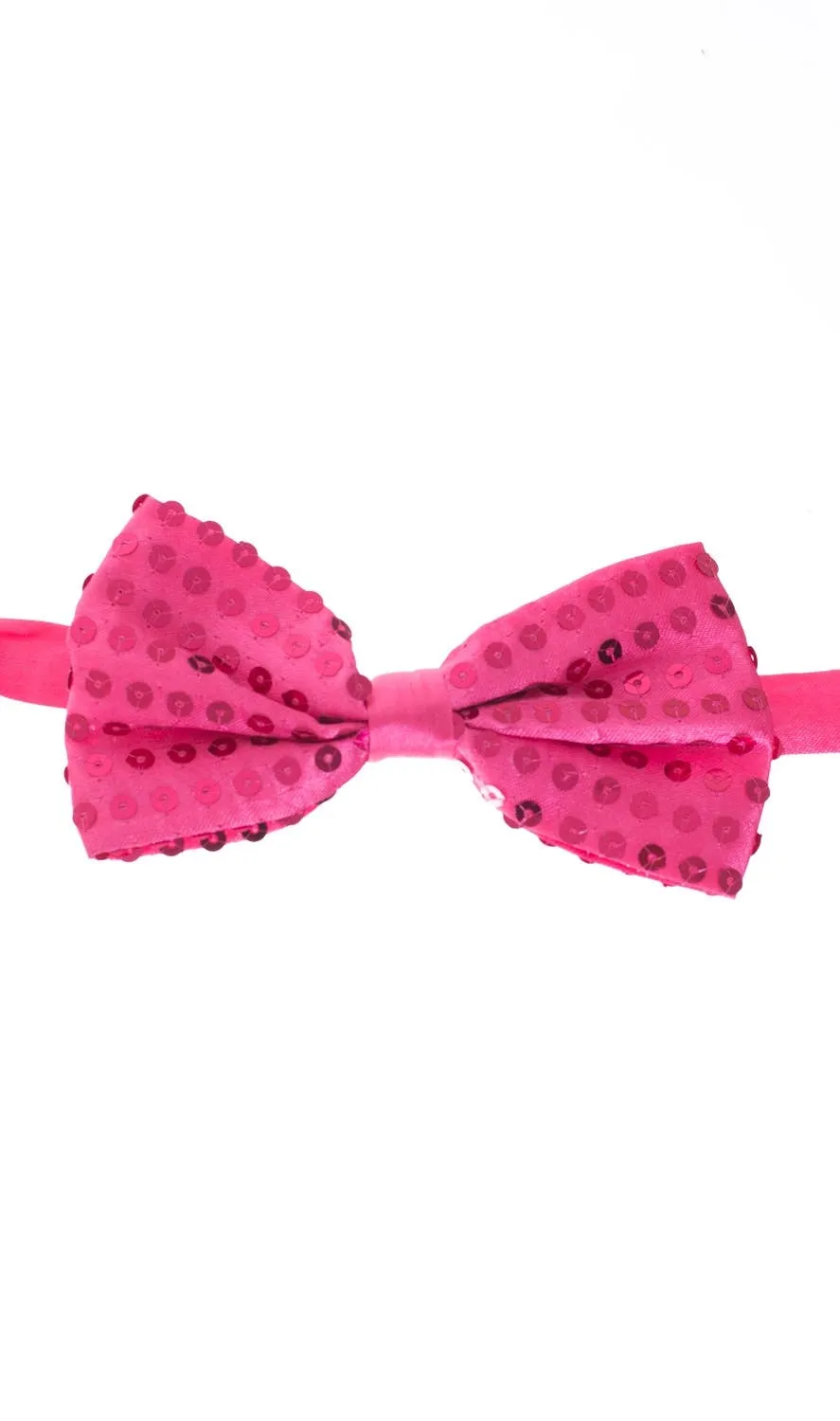 Sequined Hot Pink Satin Bow Tie