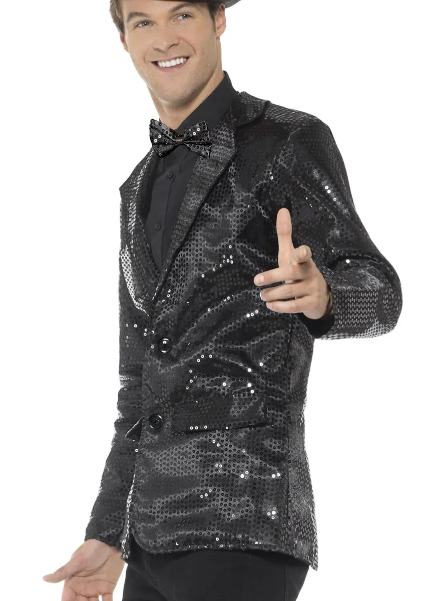 Sequined Mens Black Costume Jacket