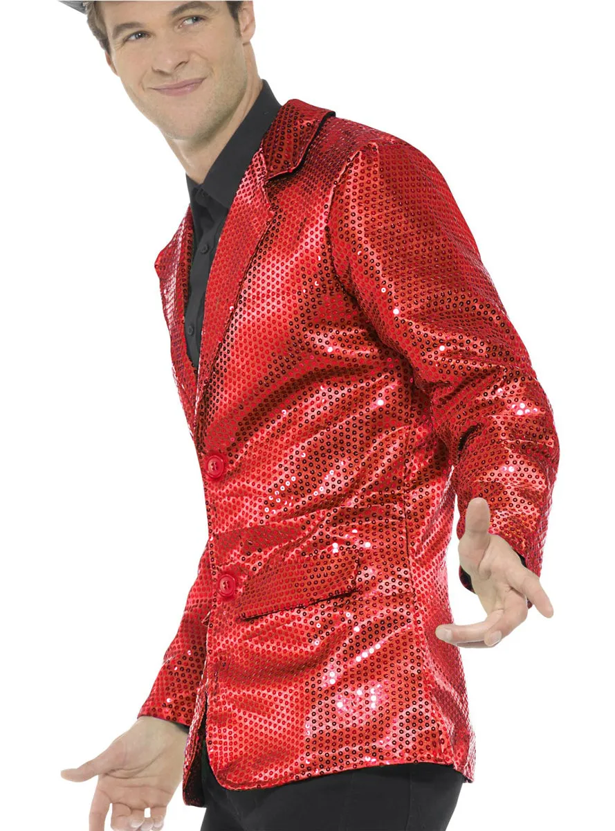 Sequined Mens Red Costume Jacket