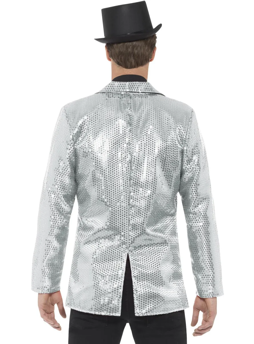 Sequined Mens Silver Costume Jacket