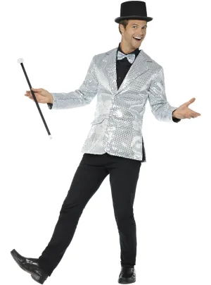 Sequined Mens Silver Costume Jacket
