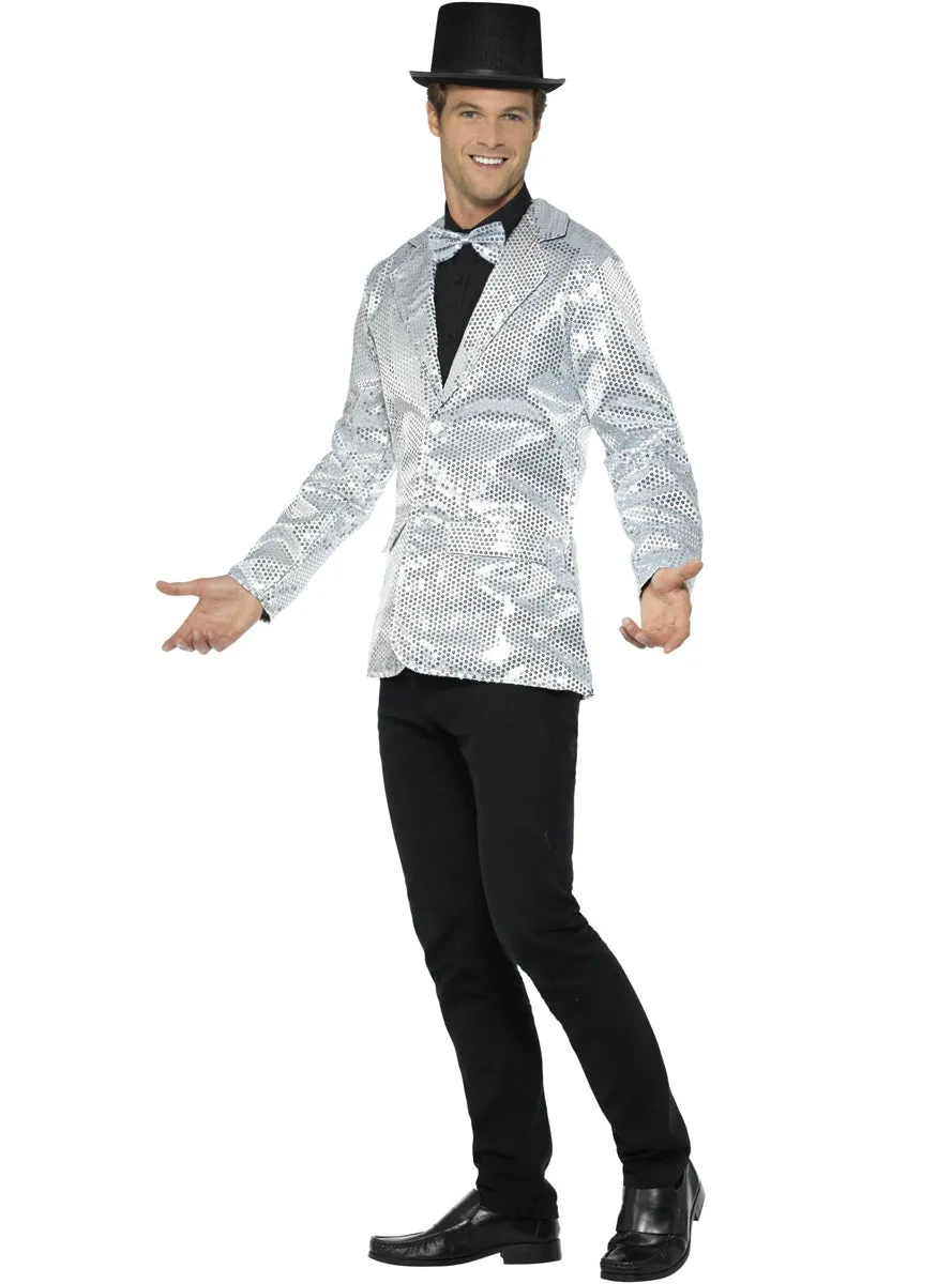 Sequined Mens Silver Costume Jacket