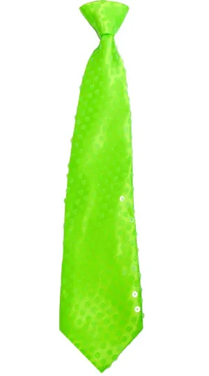 Sequined Neon Green Adults Costume Accessory Tie