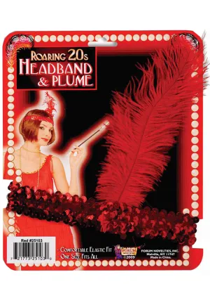 Sequined Red 1920s Flapper Headband