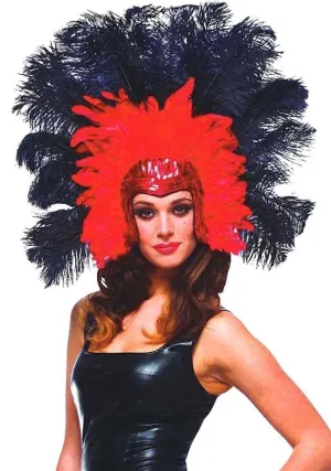Sequined Red and Black Showgirl Headpiece