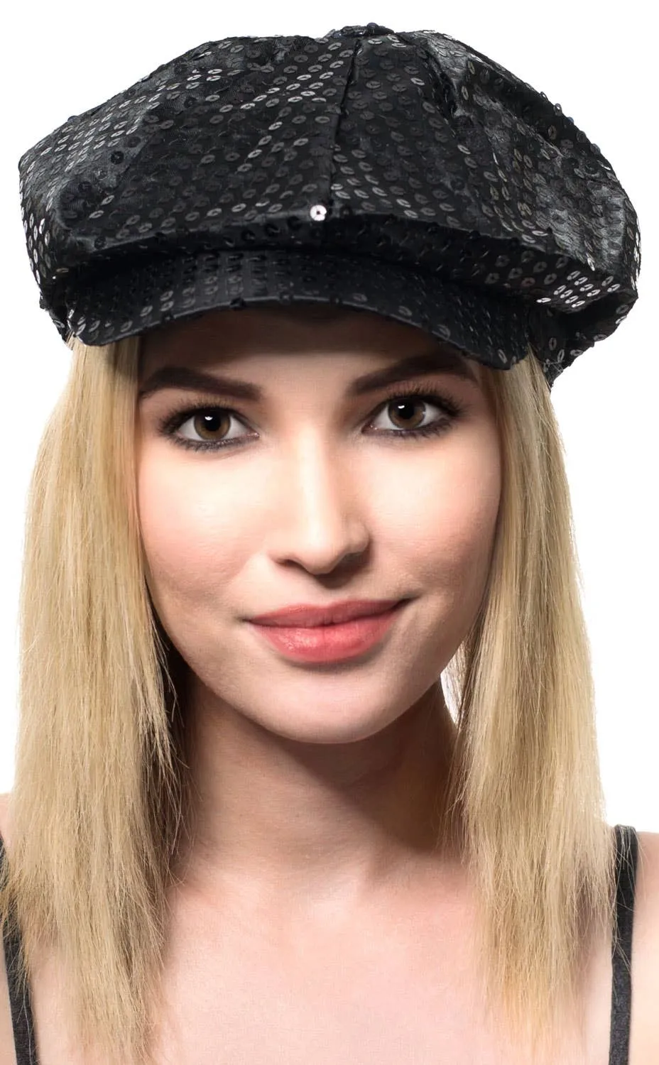 Sequined Retro Adults Black 70s Go Go Costume Cap