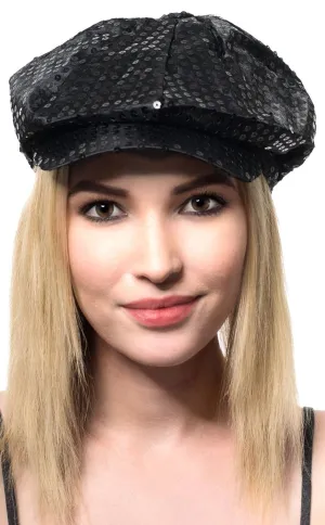 Sequined Retro Adults Black 70s Go Go Costume Cap