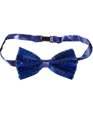 Sequined Royal Blue Satin Bow Tie