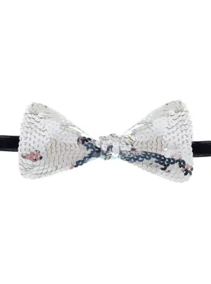 Sequined Silver Costume Accessory Bow Tie