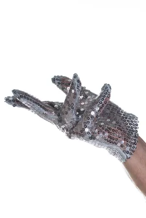 Sequined Silver Michael Jackson Costume Gloves