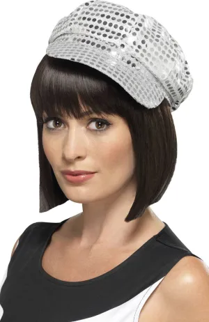 Sequined Silver Retro Disco Hat