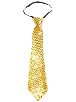 Sequinned Adults Gold Tie Costume Accessory