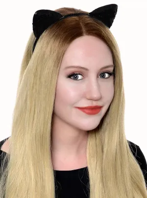 Sequinned Black Cat Ears Headband Costume Accessory