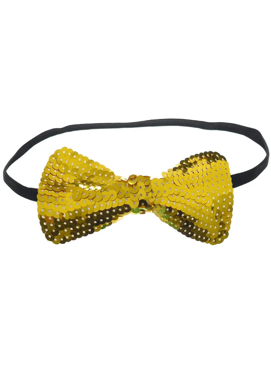 Sequinned Gold Bow Tie Costume Accessory