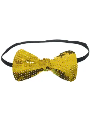 Sequinned Gold Bow Tie Costume Accessory