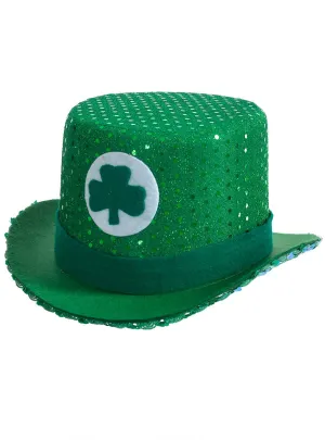 Sequinned Green Clover Adults St Patrick's Day Costume Hat