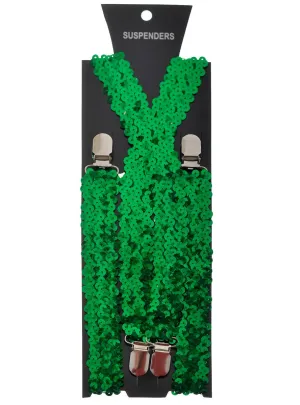 Sequinned Green Elastic Braces Costume Accessory