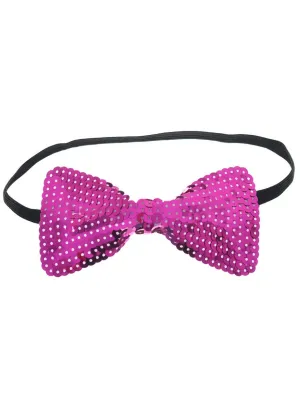 Sequinned Pink Bow Tie Costume Accessory