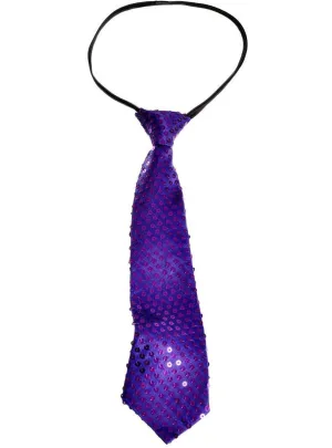 Sequinned Purple Adults Tie Costume Accessory