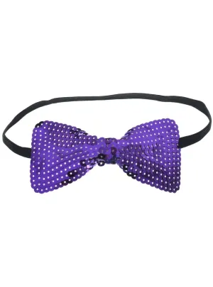 Sequinned Purple Bow Tie Costume Accessory