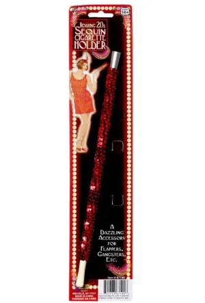Sequinned Red 1920s Cigarette Holder Costume Accessory