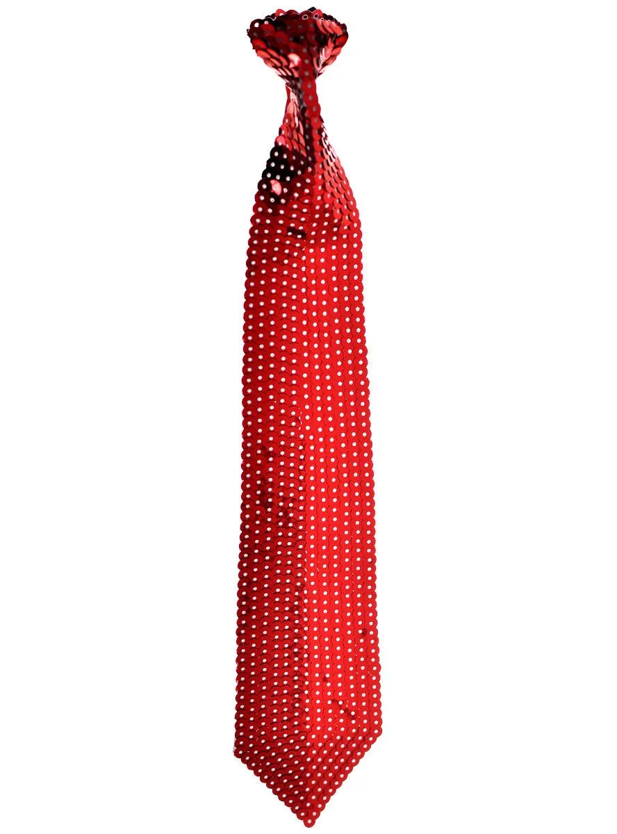 Sequinned Red Costume Tie on Elastic