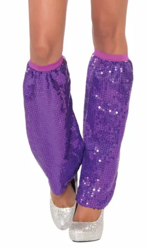 Sequinned Sparkly Purple Costume Leg Warmers
