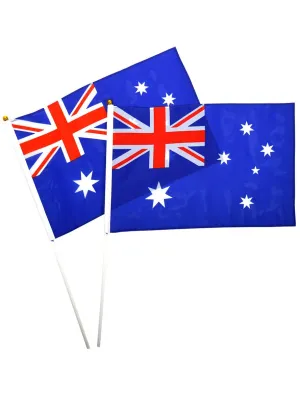 Set of 2 45cm x30cm Australian Flags on Sticks