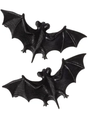 Set of 2 Plastic Black Bats Halloween Decoration