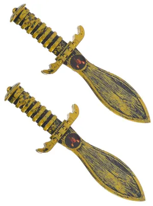 Set of 2 Small Gold Pirate Daggers Costume Weapon Set
