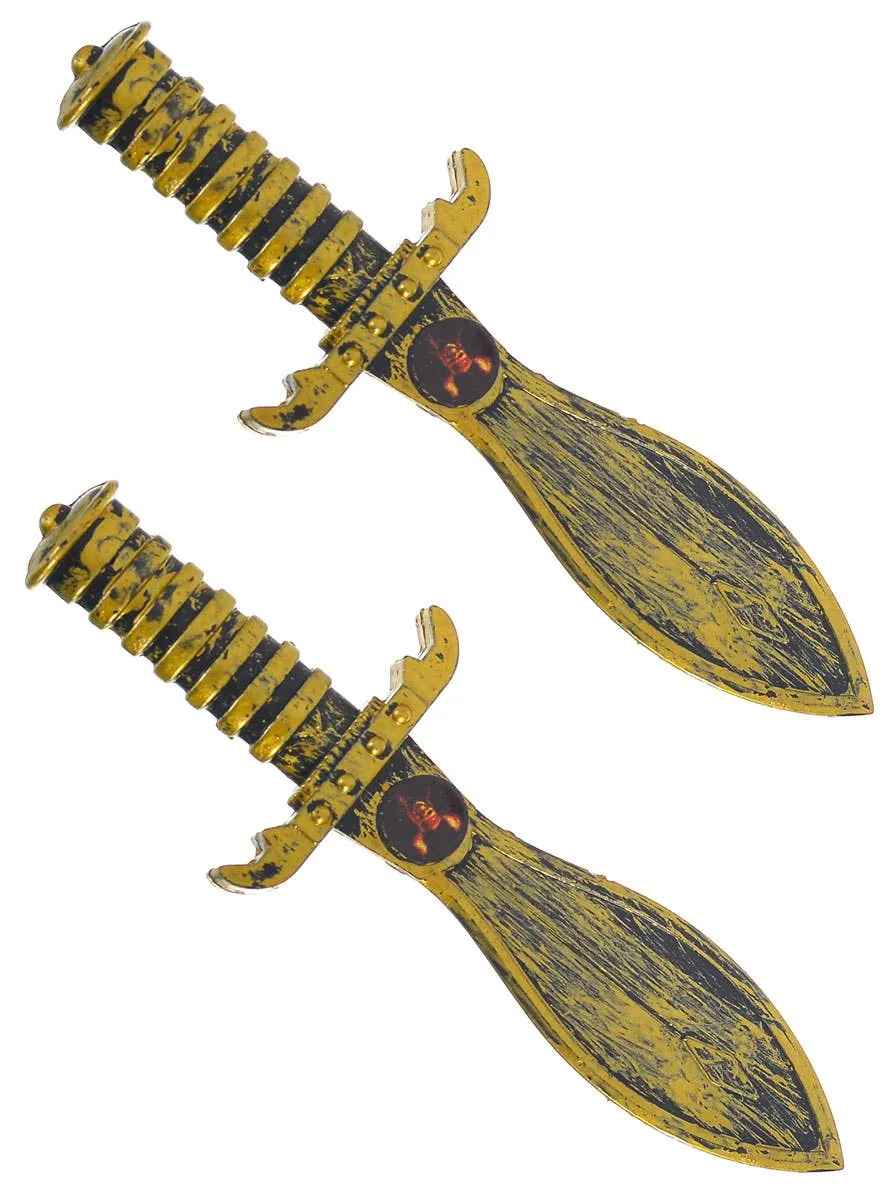 Set of 2 Small Gold Pirate Daggers Costume Weapon Set