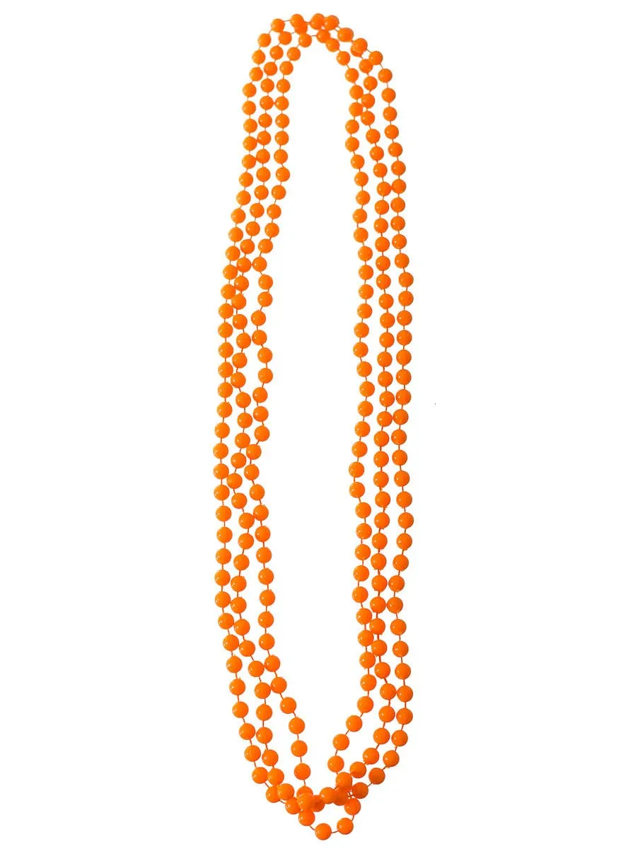 Set of 3 Neon Orange Beaded Costume Necklaces