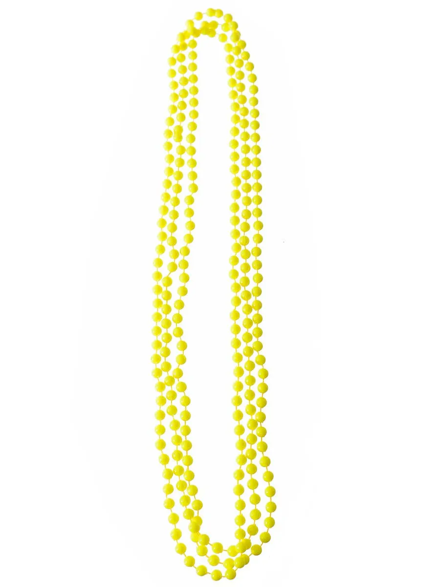 Set of 3 Neon Yellow Beaded Costume Necklaces