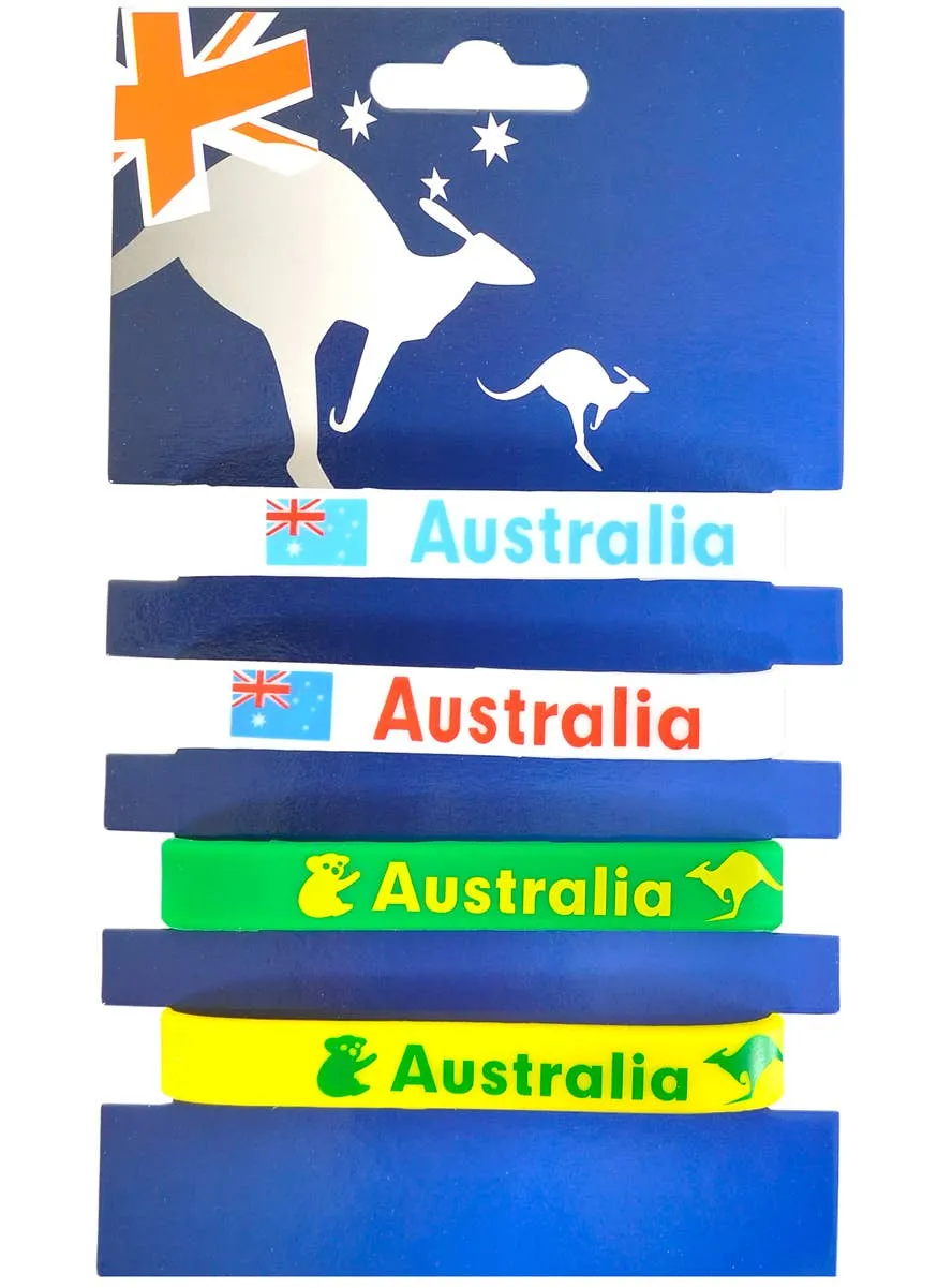 Set of 4 Australian Theme Rubber Bracelets