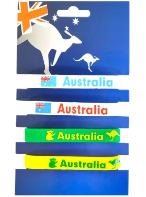 Set of 4 Australian Theme Rubber Bracelets
