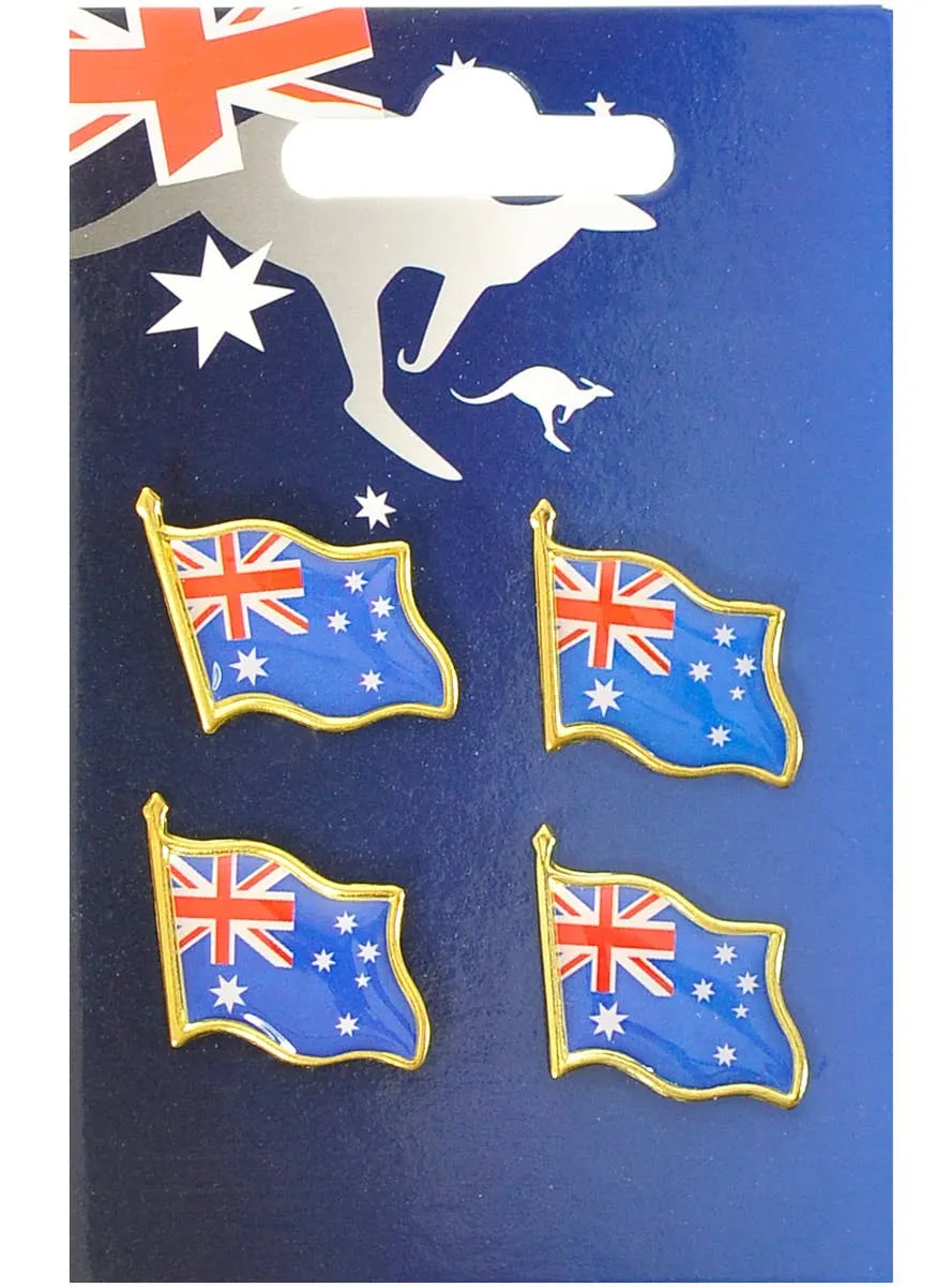 Set of 4 Metal Australian Flag Brooches