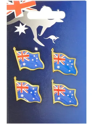 Set of 4 Metal Australian Flag Brooches